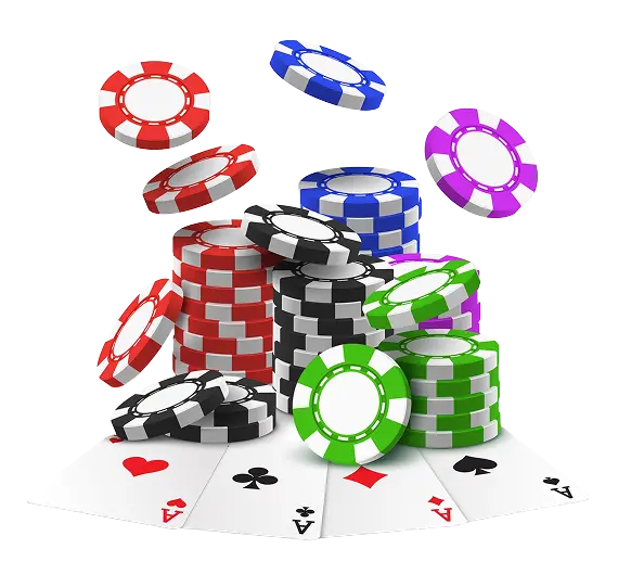 Fise de cazino și cărți de joc într-un joc online de noroc Colorful casino chips and playing cards